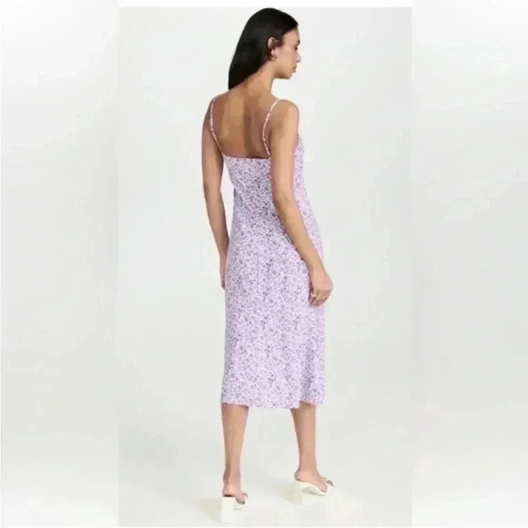 Reformation Crimini Purple Floral Front Slit Midi Slip Dress Size 12 - Picture 11 of 12